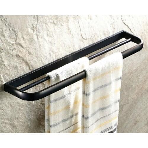 Wall Mounted Black Oil Rubbed Antique Brass Bathroom Double Towel Bar Towel Rail Holder Bathroom Accessory mba191