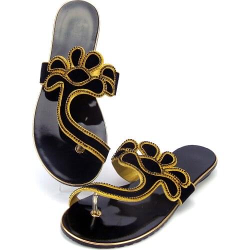 New Arrival African Rhinestone Pumps Shoes Summer Ladies Low Heel Slippe Shoes For Party doershow Wholesale Price ABS1-16