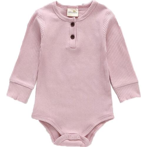 Solid Color Baby Rompers O-Neck Cotton Long Sleeve Toddler Grils Clothes Spring Autumn Newborn Baby Romper 3-18 Months