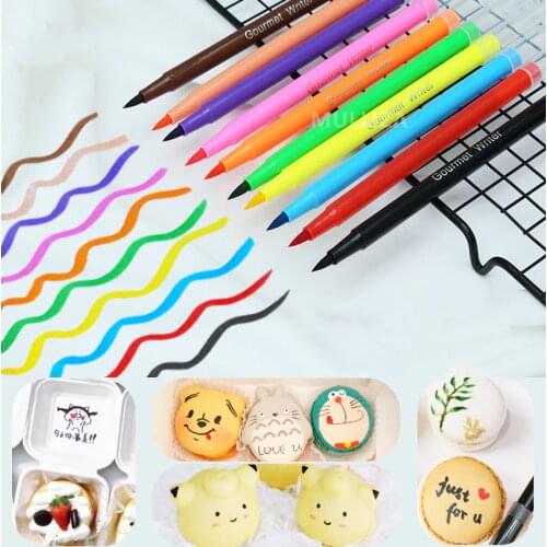 10 PCS Edible Pigment Pen Bake Food Color Pencils Markers Fondant Cake Biscuit Macaron Cookie Painting Decorating Draw Tool