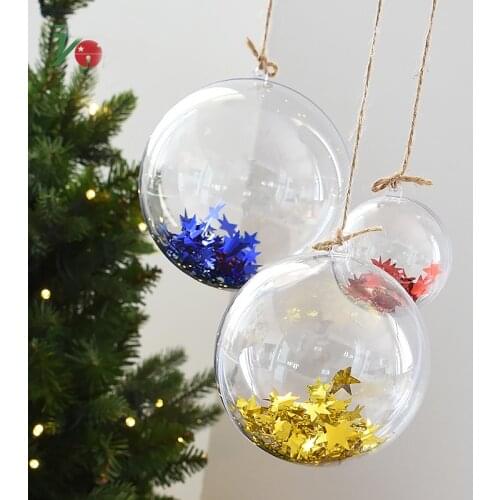 40-160mm New PS Plastic ball Christmas decoration Tree Ornament Transparent Hanging Ball Wedding Party Decoration Window Display