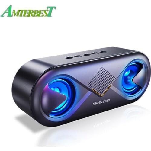 AMTERBEST 3D Stereo Sound Portable Bluetooth Speaker 10W Wireless Loudspeaker Outdoor Speaker Support TF Card/usb Drive/AUX