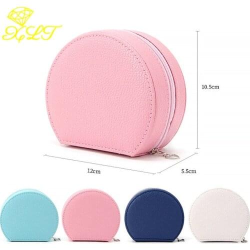 Portable Semicircle Large-capacity PU Leatherette Jewelry Bag Double-layer Jewelry Storage Earrings Necklace Ring Box