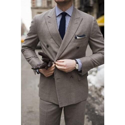 Grey tuxedos wedding suits for men British style custom made Mens suit slim fit Blazer Men suit 2 Piece( Jacket+Pants)