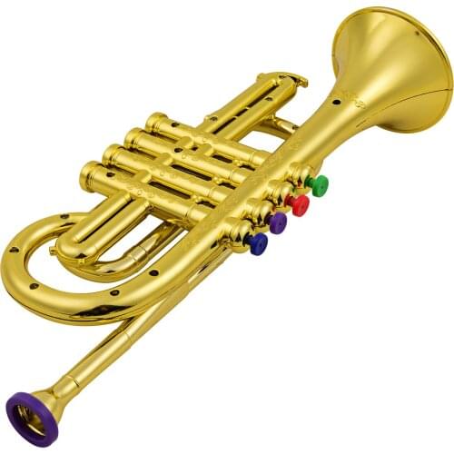 Trumpet Kids Musical Wind Instruments ABS Gold Trumpet with 4 Colored Keys