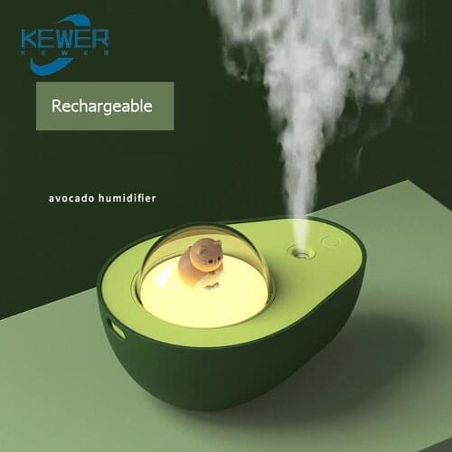 KEWER Air Humidifier Cute Avocado Household Small Humidifier Moisturizing Mute Air Purifier Air Mist Maker LED Night Light