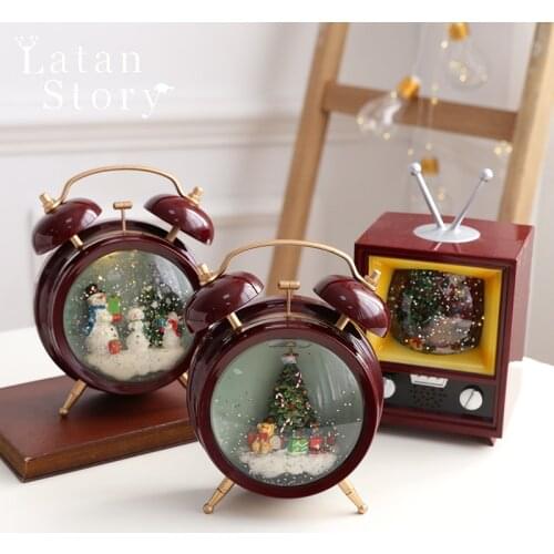 Vintage Wood Christmas Scene Village Snow Houses Town Led Home Ornament Holiday Birthday Gift for Girls Glow in the dark