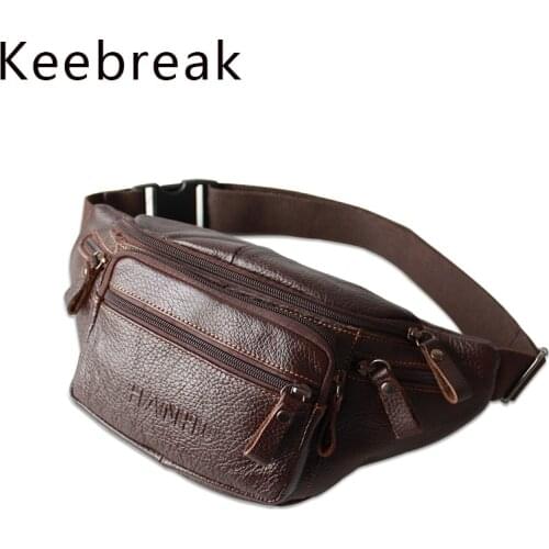 High Capacity Cowhide Waist Pocket Mens Bag Multi-space Coin Purse Strap Cellphone Genuine Leather Man Clutch Belt Waist Pouch