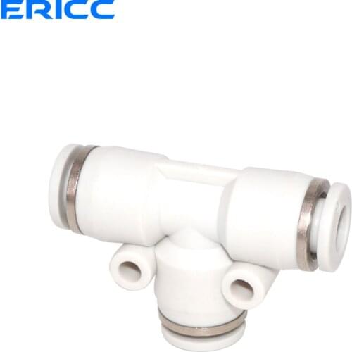 High Quality PE 3 Way T shaped Tee Pneumatic 4/6/8/10/12/14/16mm OD Hose Tube Push In Air Gas Quick Fittings Connector Adapters