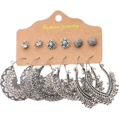 Jewelry 6 Pairs Chic Leaf Drop Ethnic Style Earrings Jewelry Accessory Earrings Geometry Tassel for Party