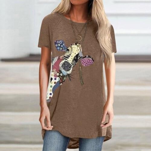 Women Summer Cotton T Shirt S-5xl Plus Size Short Sleeve Animal Printting Tees Tops Casual Simple O-neck Female Tshirts #T2G