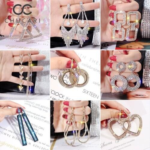 CHUCARI High Quality Fashion Luxury Rhinestone Drop Earrings Women Gold S925 Silver Rose Gold Crystal Earrings Jewelry Wholesale