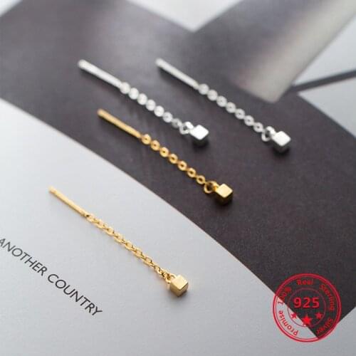 Korea New Style 925 Sterling Silver Dangle Earring for Women Simple Fashion Chic Gold Chain Drop Earrings Jewelry Dropshipping