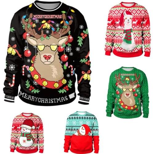 Ugly Christmas Sweater snowman For gift Santa reindeer Pullover Womens Mens 3D Jerseys and Sweaters Tops Autumn Winter Clothing