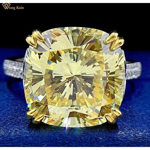 Wong Rain 100% 925 Sterling Silver Created Moissanite Pink Sapphire Gemstone Wedding Engagement Luxury Women Rings Fine Jewelry