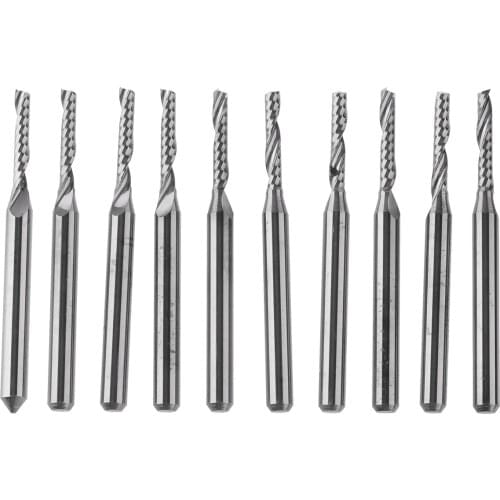 10Pcs 3.175mm Shank 1/8" 2x12mm Carbide End Milling Cutter Engraving Edge Cutter CNC Router Bits End Mill For Cutting Slotting
