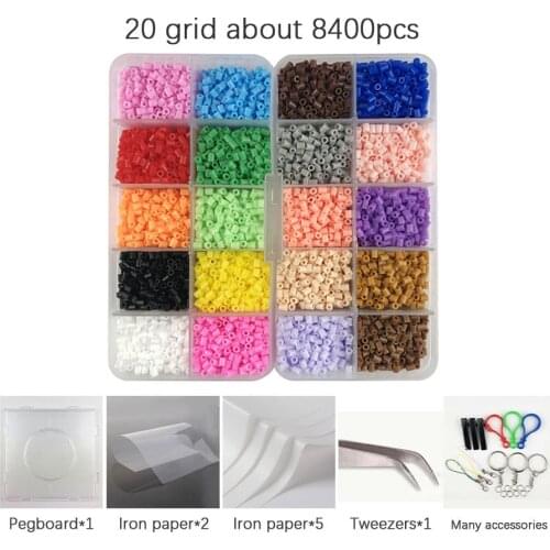 20 Colors Mini 2.6 Perler Hama Beads kits and Tool template Education Toy Fuse Bead Jigsaw Puzzle 3D For Children