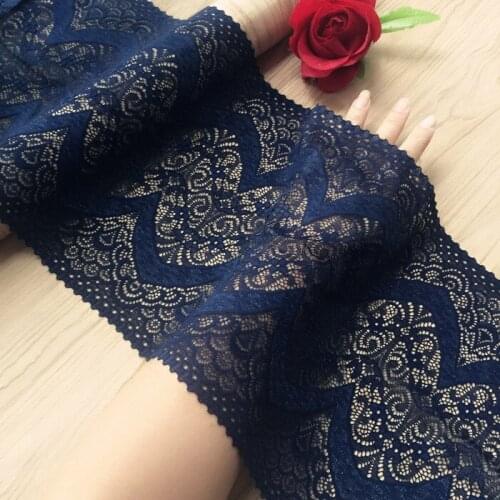 5Yard/Lot Deep Blue Navy blue elastic lace trim decoration dress lace fabric clothes bra sleeves diy accessories