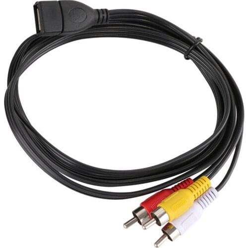 5Ft Usb A Female to3Rca Male Plug Video A/V Camcorder Adapter Cable For HDTV Wholesale
