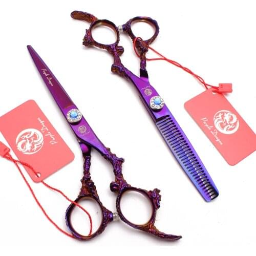 9005# 5.5" JP 440C Purple Dragon Violet Professional Hairdressing Scissors Cutting Shears Thinning Scissors Salon Hair Scissors