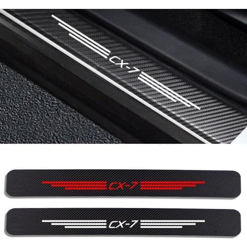 Auto Stickers Door Threshold Vinyl Protector For Mazda CX7 CX-7 Car Door Sill Scuff Plate Guard Carbon Fiber Decor Accessories