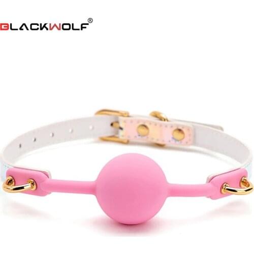 BLACKWOLF Slavery Bondage Ball Gag Silicone BDSM Open Mouth Gags Oral Fixation Erotic Toys For Couples Adult Games Sex Products