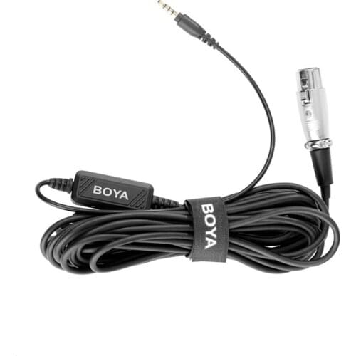 BOYA BY-BCA6 3.5MM to XLR Input Microphone Cable Adapter with integrated preamplifier for IOS iPhone 8 8 plus Android Smartphone