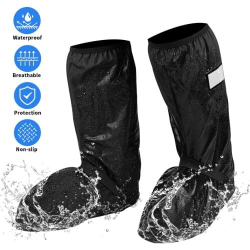 Mens Reusable Waterproof Rain Boot Shoes Covers for Motorcycle Cycling Bike UTV Outdoors Rainproof Prevent Slippery Overshoes