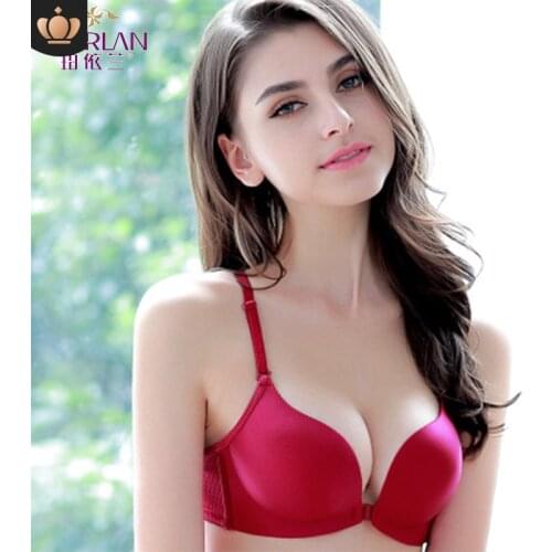 PAERLAN Non-steel Front Buckle Female Bra Non-Slip Shoulder Sports Vest Type One-piece Seamless Gathered Underwear + Panties Set