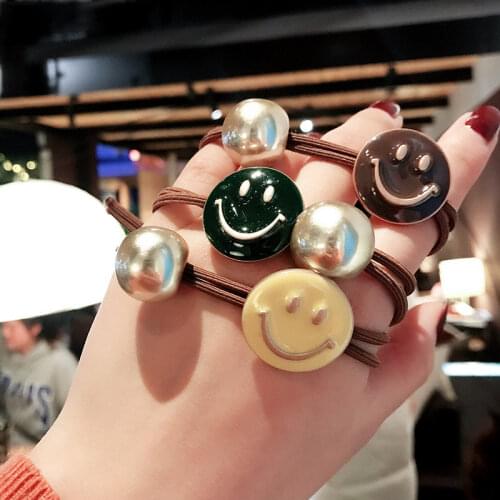 Korea Smiley Hair Bands Scrunchie hair girl Hair Ponytail Hair Tie Headwear Hair rubber band Hair Accessories headbands for girl