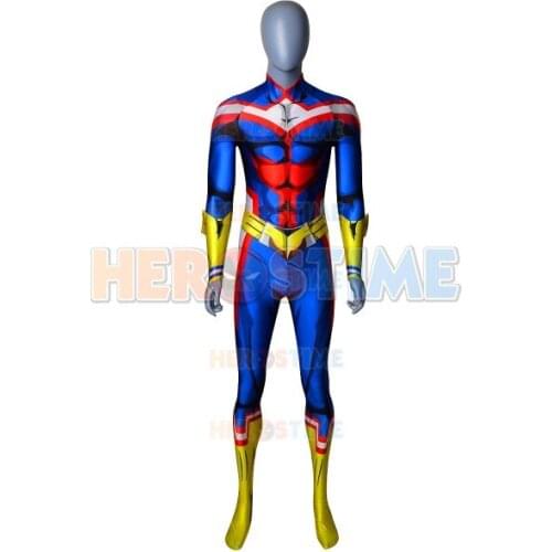 3D Print All Might Uniform My Hero Cosplay Costum Spandex Anime Cosplay All Might Halloween Costume for Adult Men/Kids Hot Sale