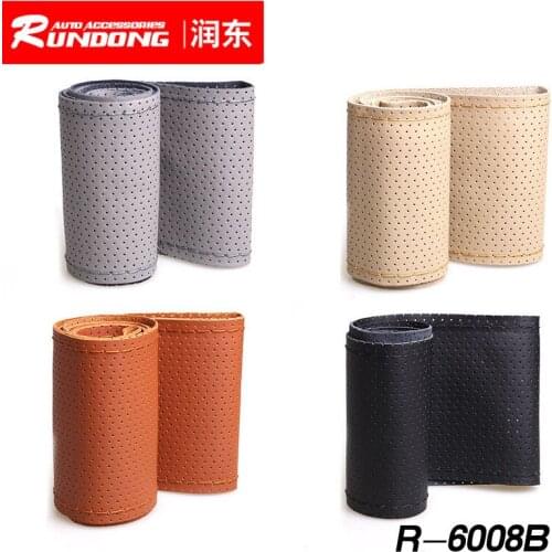 Hand-sewn leather steering wheel case for car steering wheel case medium size r-6008b perforated edition