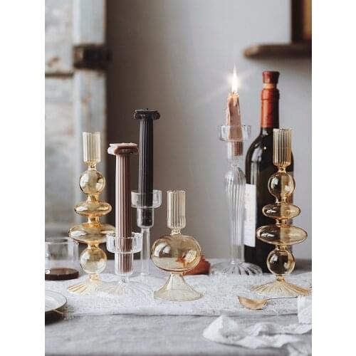 Creative candle holder crystal glass candle holder decoration simple wedding romantic candlelight dinner decoration