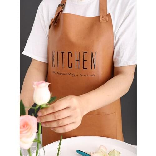 Kitchen PU Leather Apron Household Kitchen Cooking Waterproof Oil proof Apron Kitchen Restaurant Cooking Aprons