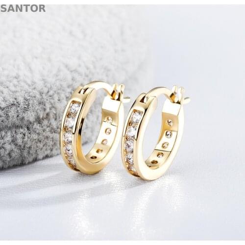Small Copper Stud Hoop Earrings Natural Zircon Exquisite Earrings Hip hop Jewellery Party Small Charm Crystal Earrings Women Gif