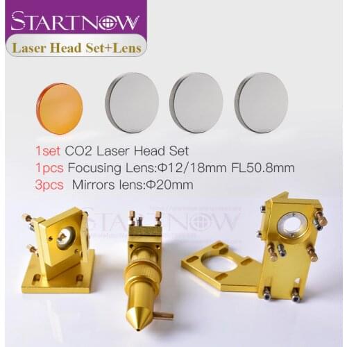 Startnow DIY CO2 Laser Head Set 12mm 18 Focus Lens & 20mm Mo Si Mirror Laser Integrative Mount Holder For 4060 K40 Laser Machine