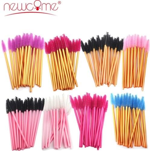 NEWCOME 50pcs One-Off Disposable Eyelash Brush Mascara Makeup Applicator Wands Eyelash Extension Makeup Brushes Make Up Brushes