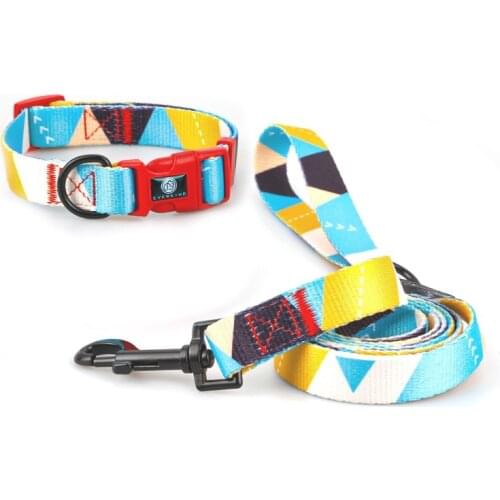 Dog Collar Leash Nylon Colorful Printed Collars Pet Walking Belt for Small Medium Large Dogs Chihuahua Accessories Dog Supplies
