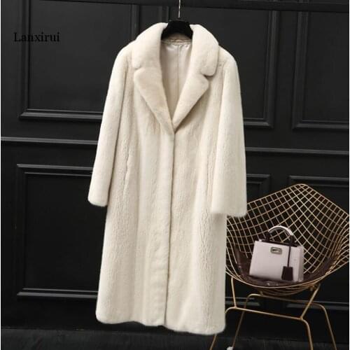 Long womans plus size faux rabbit fur coat yellow black grey colored fluffy teddy coat womens faux fur winter coats