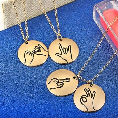 Timlee N100 New Originality Manual Design Sign Language Gesture Pendant Alloy Necklaces Fashion Jewelry Wholesale