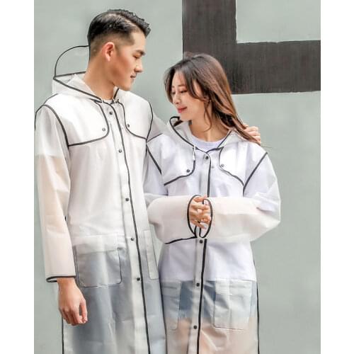 Geekinstyle New Fashion Womens Transparent Eva Plastic Girls Raincoat Travel Waterproof Rainwear Adult Poncho Outdoor Rain Coat