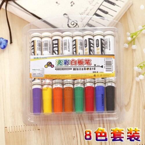 QSHOIC 8 colors/set school supplies white board pen set whiteboard maker pen set easy to clean water teaching whiteboard pen