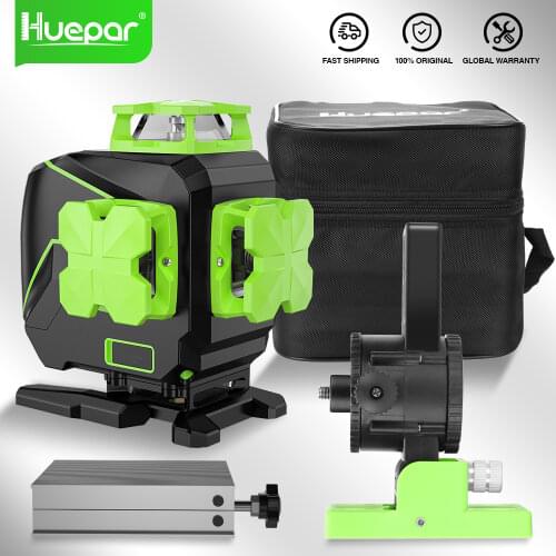 Huepar 4D 16 lines Cross Line Laser Level Self-leveling 4*360 Green Beam Laser Tools With USB Charge Use Dry & Li-ion Battery