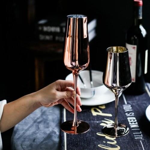 Nordic Simple Golden Glass Goblet Restaurant Colorful Red Wine Glass Champagne Glass Electroplated Lead-Free Wine Glass