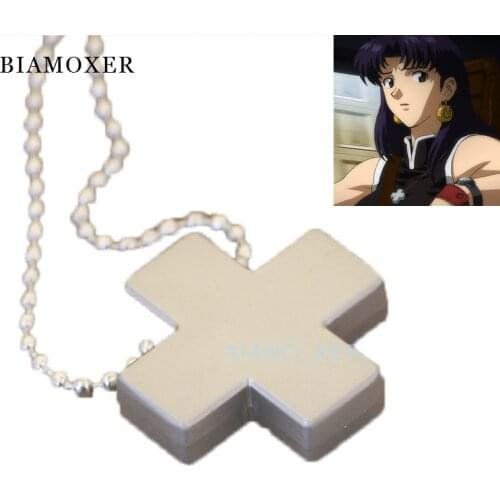 Alloy Katsuragi Misato Cross Necklace EVA Cosplay Necklace Accessories