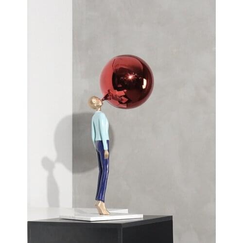 Blond Boy Blow Bubbles Stand Marble Statue Creative Art Character Sculpture Room Sales Office Exhibition Hall Decor Accessories