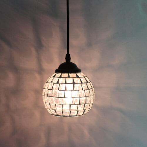 Light retro pendant lights for cafe bar entrance lamps club food restaurant art mosaic glass lamps round pendant lamps ZA