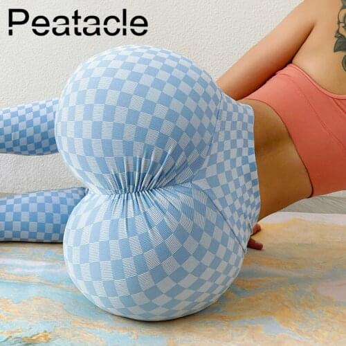 Peatacle Knitted Lattice Yoga Pantss Sexy Quick Dry Sport Fitness Leggings High Waist Push Up Tights