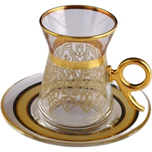 Turkish Tea Cup Authentic Yellow Gold Gilt Lace Decorated Eflin Turkish Arab Russian İngilz Tea Espresso Coffee Cup Ottoman Tea