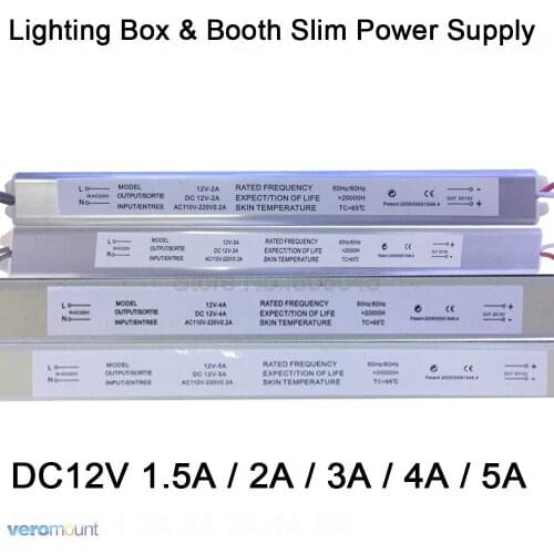 Ultrathin LED Power Supply 18W 24W 36W 48W 60W Lighting Transformer AC110V 220V to DC12V 1.5A 2A 3A 4A 5A Converter for Booth